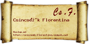 Csincsák Florentina névjegykártya